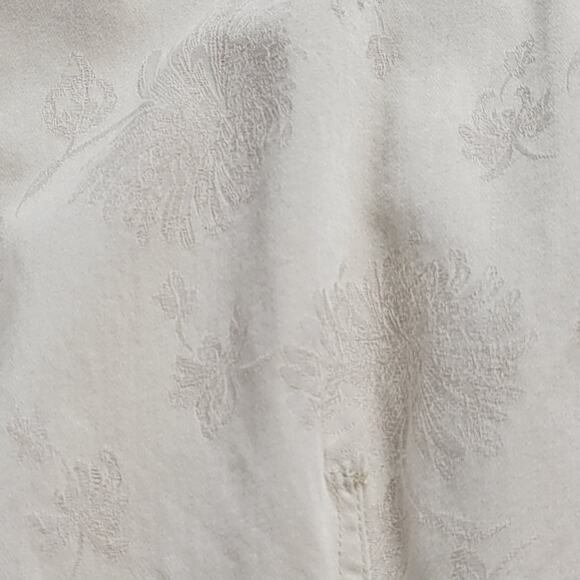 Chico's Womens Jacket Size 1 Beige Mock Neck Button Up Ruffled Trim Long Sleeve - Picture 8 of 16